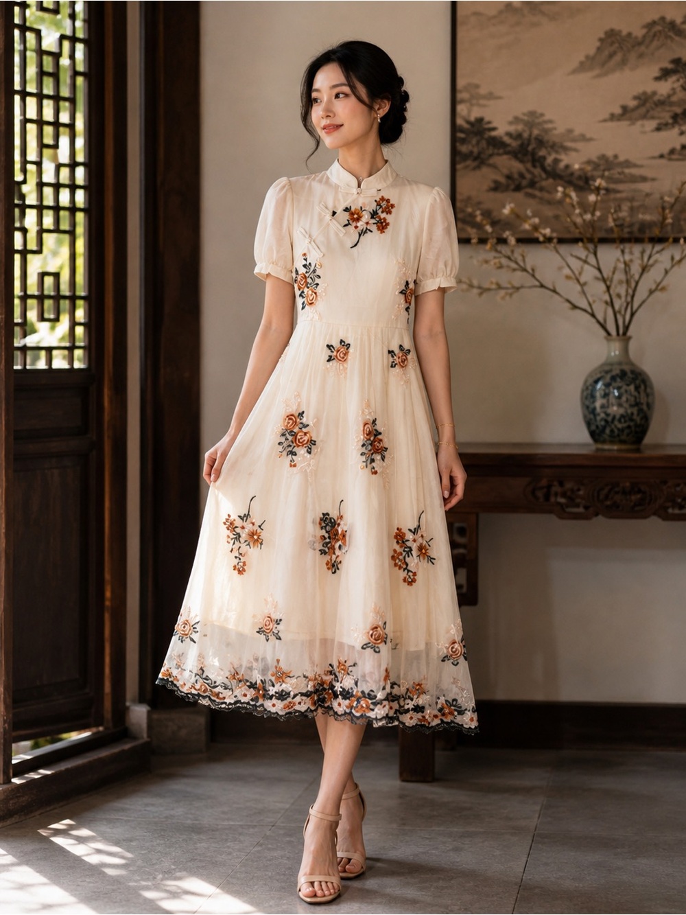 Hua Bu Lan Embroided Chinese Style Traditional Dress Size S